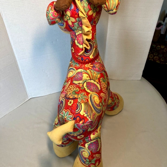 Vintage GoDodo Big Plush Tall Giraffe Animal Large Decor Paisley Flowers Design - Picture 3 of 6